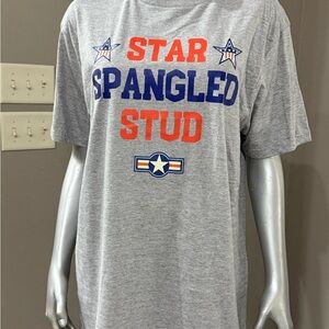 Gray Star Spangled Stud T-Shirt